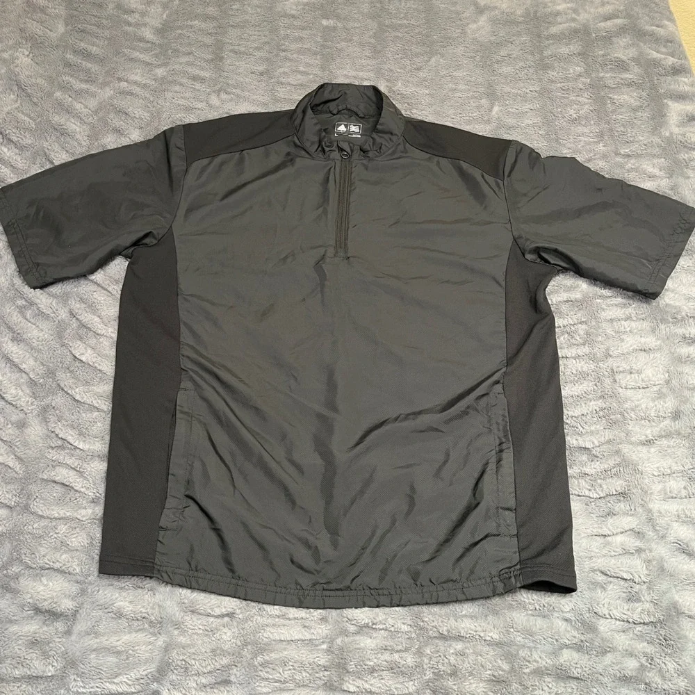 Adidas Golf Mens Black 1/4 Zip Short Sleeve Windbreaker Jacket AE5938 Large